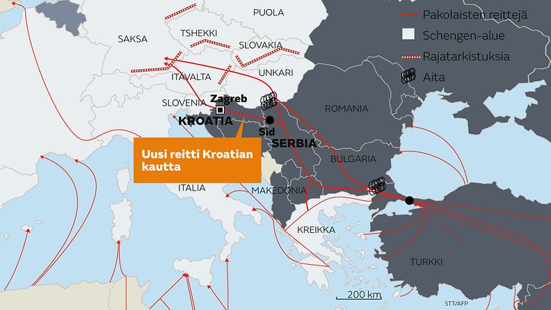 Kroatia uusi reitti pakolaiset