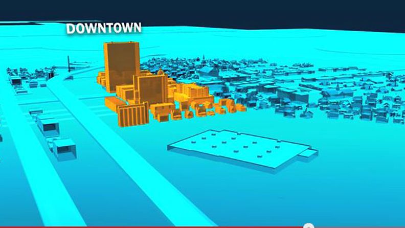Mallikuva New Mexicon autiomaahan suunnitellusta CITE-kaupungista. Kuvakaappaus YouTube-videosta.