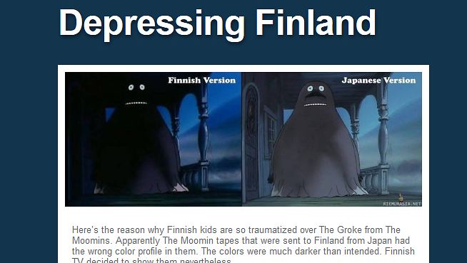 Kuvakaappaus Depressing Finlandin Tumblr-sivustolta