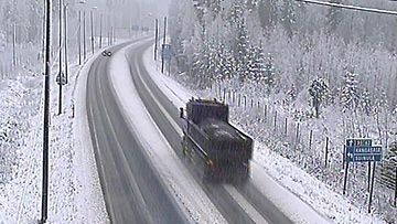 Lumisateita Kangasalla tiellä numero 9 iltapäivällä 20. marraskuuta 2015. Kuva: Liikennevirasto
