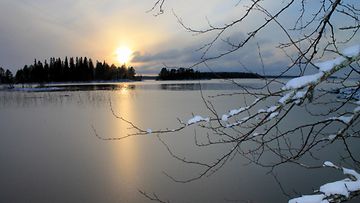 Auringon kultaa Oulujärven yllä 22. marraskuuta 2015. Kuva: Aila Karjalainen