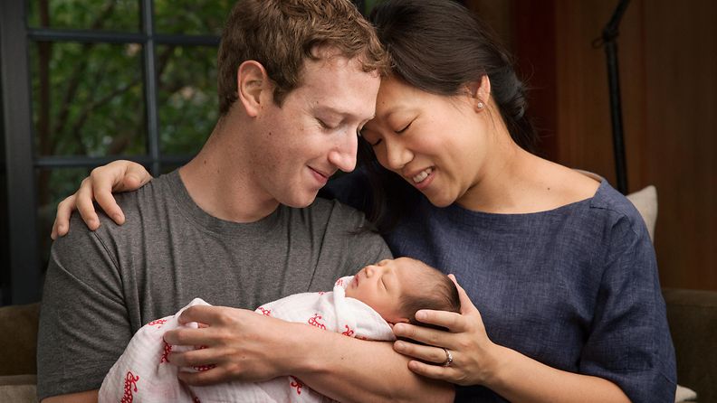 Mark Zuckerberg, vaimo Priscilla, poika Max