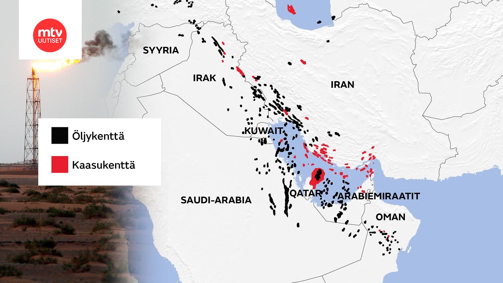 Kartta: Saudi-Arabian ja Iranin valtataistelu – näin öljyvarannot  jakautuvat Lähi-idässä 