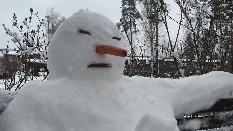 Lumiukko Espoossa 21. helmikuuta 2016. Kuva: Iiro Pylväläinen