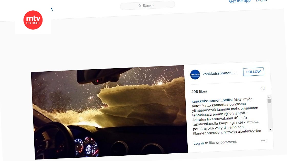 Poliisilta Instagram-varoitus: Lumi auton katolla voi kostautua kalliisti -  