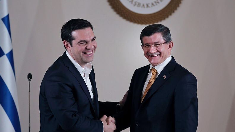 Kreikan pääministeri Alexis Tsipras ja Turkin pääministeri Ahmet Davutoglu