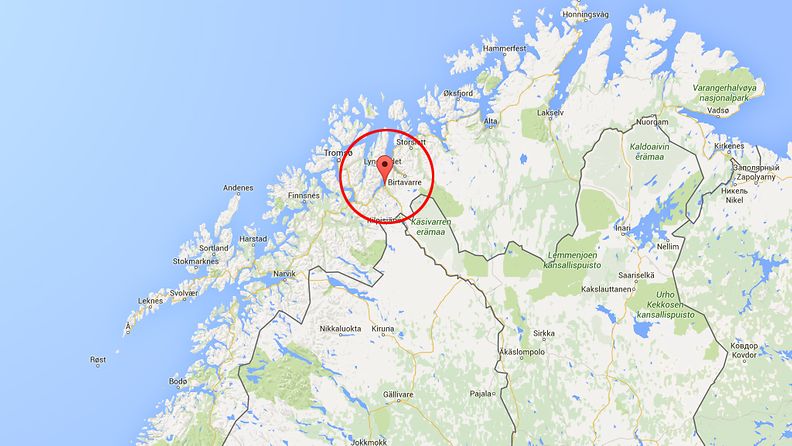 Skibotn, Norja, kuvakaappaus Google Mapsista