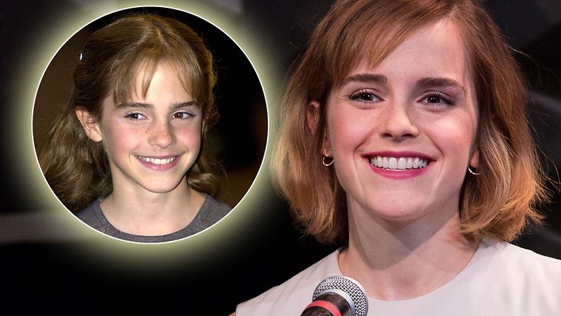 Emma Watson vuonna 2001 ja 2016