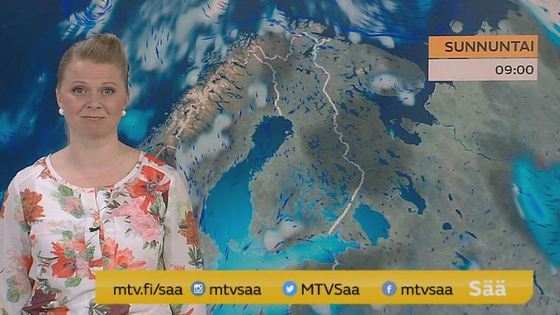 Miina Manninen ennustaa säätä huhtkuussa 2016. 