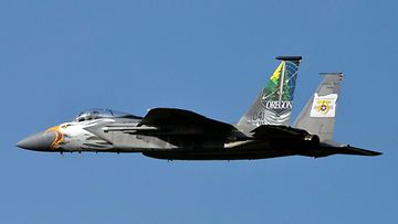 Oregonin kansalliskaartin erikoismaalattu F-15C-hävittäjä.