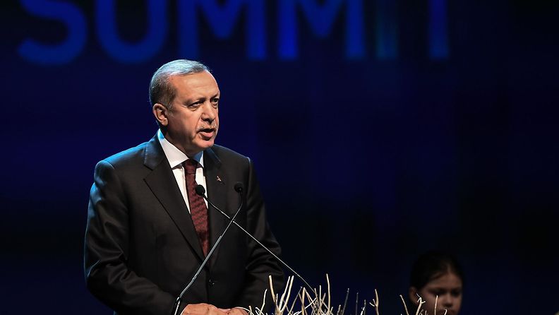 Turkin presidentti Recep Tayyip Erdogan Istanbulin humanitaarisessa huippukokouksessa