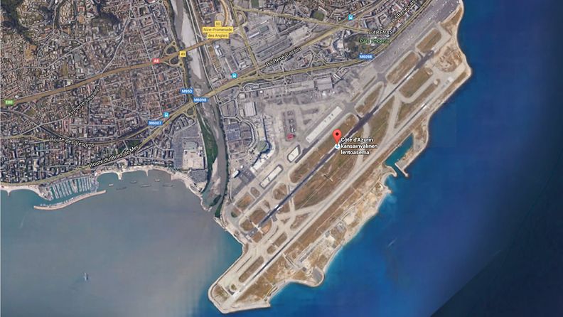 Nizza lentokenttä Google Earth