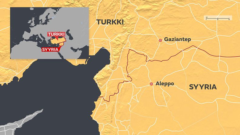Syyria-turkki-aleppo-kartta