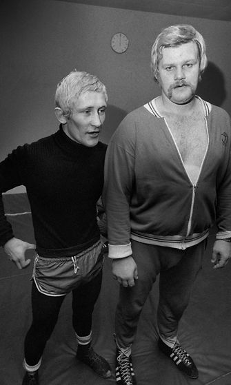 Raimo "Sumo" Karlsson (oik) ja Pertti Ukkola harjoittelemassa vuonna 1974.