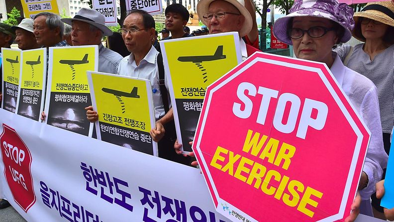 Etelä-Korea, Usa, sotaharjoitus, protesti