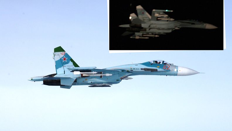 Kaksi venäläistä SU-27-hävittäjää loukkasi eilen Suomen ilmatilaa. Puolustusvoimat kuvasi molemmat koneet.
