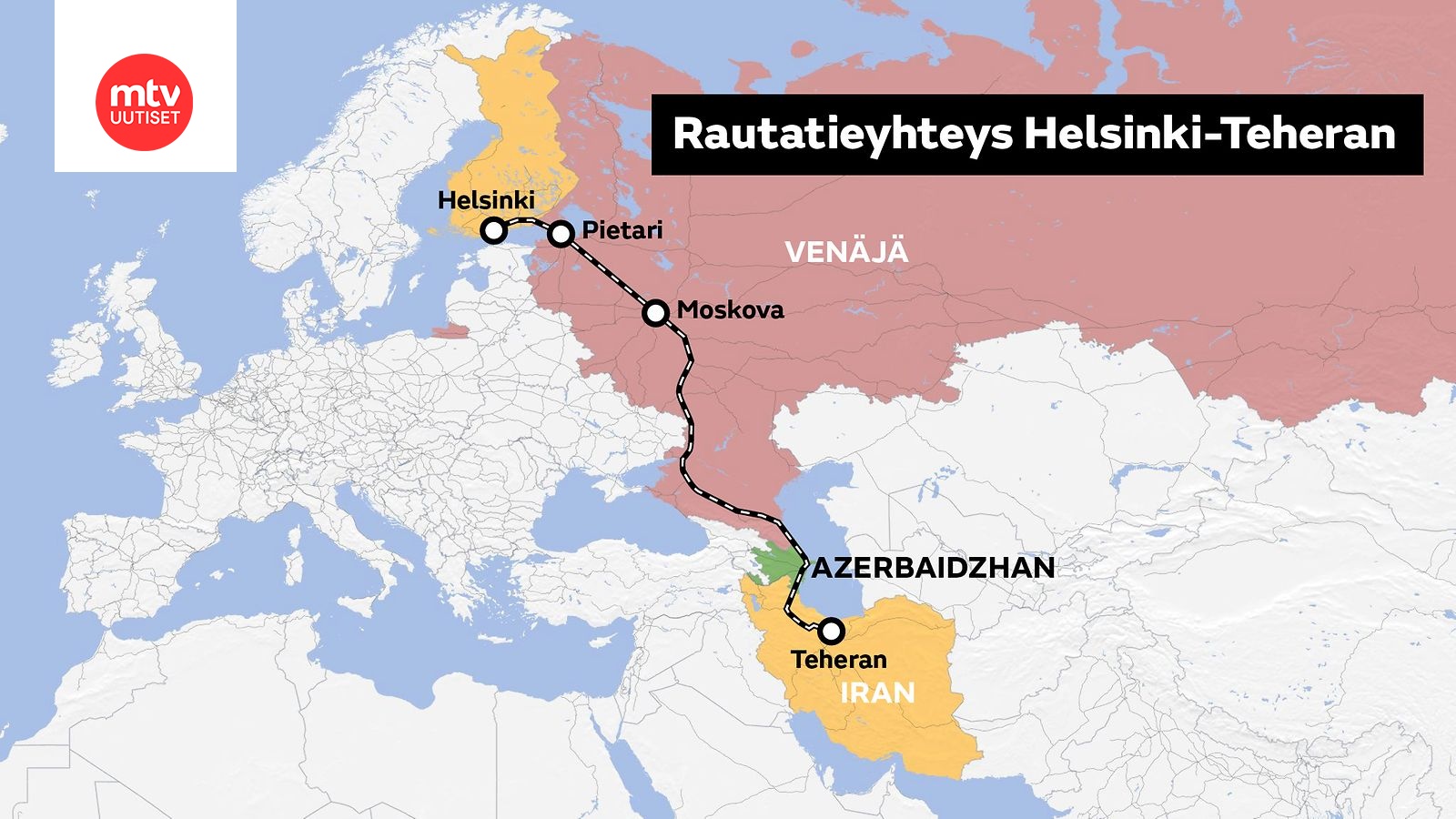 Miltä kuulostaisi idän Interrail Helsingistä Teheraniin? Ratayhteys on jo  lähes olemassa 