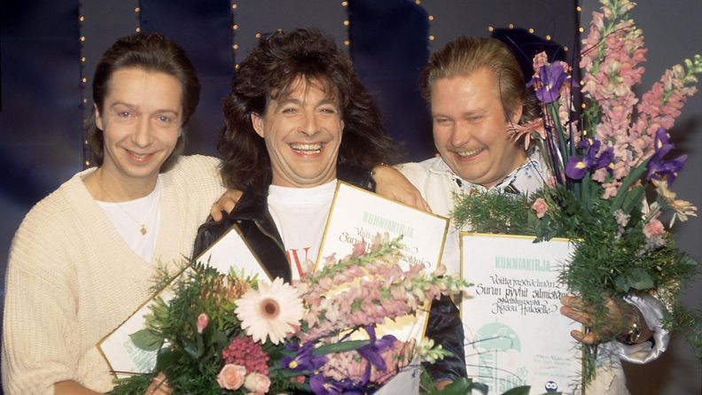 Kisu Jernström, Kirka Babitzin sekä Kassu Halonen  Syksyn Sävelessä 1988.