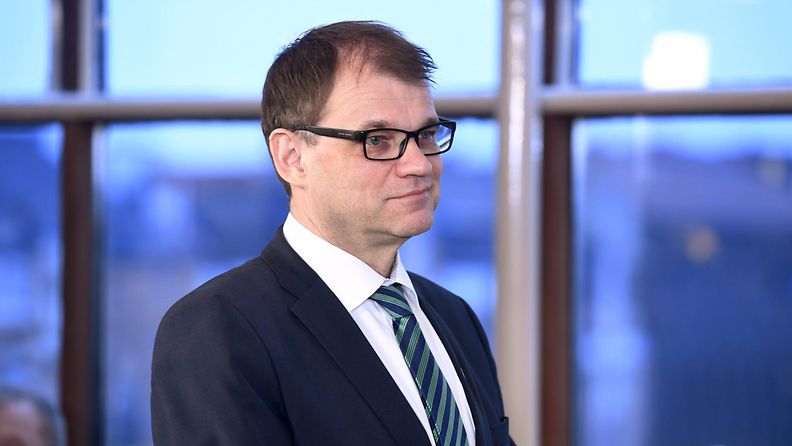Juha Sipilä Keskustan vaalivalvojaisissa Helsingissä 9. huhtikuuta 2017