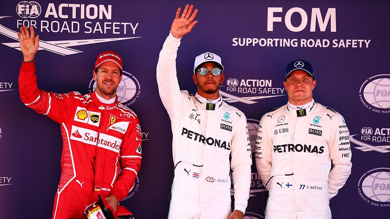 Sebastian Vettel, Lewis Hamilton ja Valtteri Bottas
