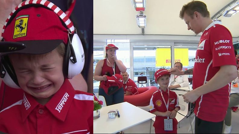 Kimi Räikkönen 2017 Espanja pikkupoika fani lippis
