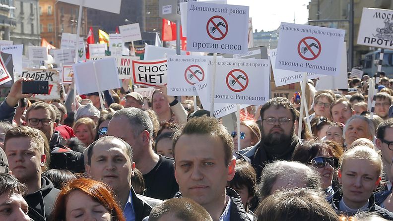 Moskovassa vastustettiin Neuvostoaikaisten asumusten purkamista Alexei Navalny