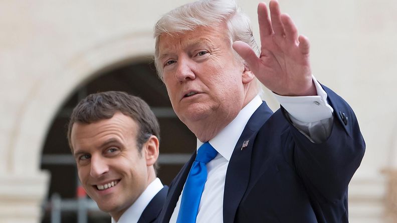Donald Trump ja Emmanuel Macron Pariisissa.
