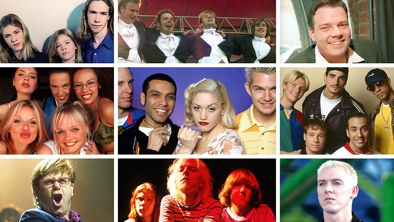 Vuosi 1997 hitit (No Doubt, Scooter, Neljä Baritonia, Spice Girls, Hanson, Jari Sillanpää, Apulanta, Elton John, Backstreet Boys)