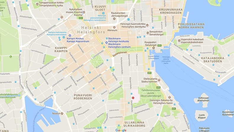 Google Maps Helsinki keskusta
