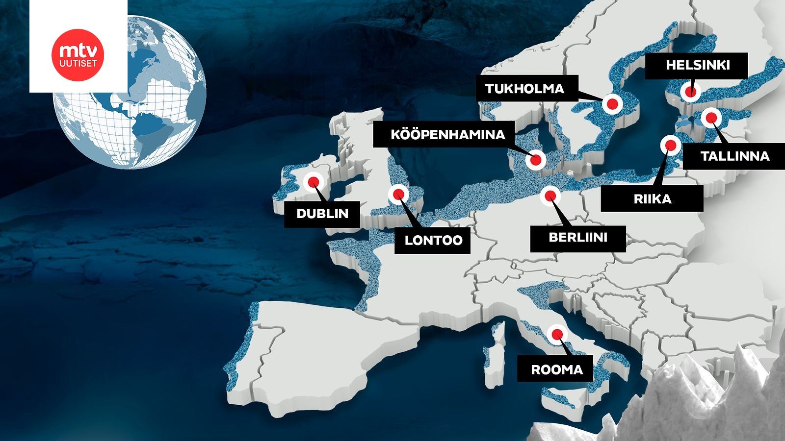 Jäätiköiden sulaminen olisi katastrofaalista – Kartta: Euroopasta hukkuisi  suuri osa 