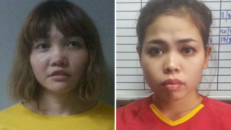 This combination of file handout pictures released by the Royal Malaysian Police in Kuala Lumpur on February 19, 2017 shows suspects Doan Thi Huong of Vietnam (L) and Siti Ashyah of Indonesia (R), who were detained in connection to the February 13, 2017 assassination of Kim Jong-Nam, the half brother of North Korean leader Kim Jong-Un. The two women pleaded not guilty on October 2, 2017 to murdering Kim Jong-Nam, the half-brother of North Korea's leader, at the start of their trial in Malaysia over the Cold War-style assassination that shocked the world. 