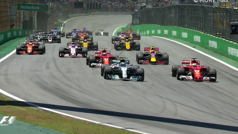 Valtteri Bottas, Sebastian Vettel, startti, lähtö, Brasilia, 2017