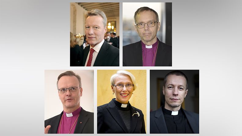 arkkipiispa vaali  Heli Inkinen, Björn Vikström, Ilkka Kantola, Ville Auvinen ja Tapio Luoma.