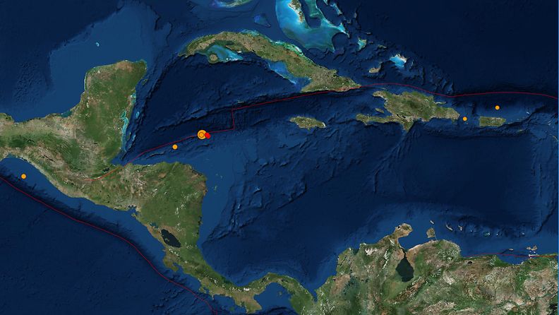 Järistys sattui Väli-Amerikan ja Karibian isojen saarten välissä. Isomman järistyksen jälkeen paikalta on mitattu pienempiä jälkijäristyksiä.