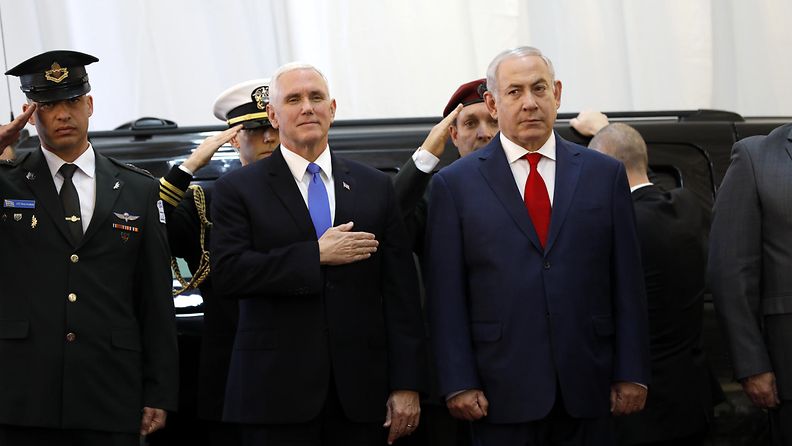 AOP Mike Pence Jerusalemissa, Benjamin Netanjahu 22.1.2018