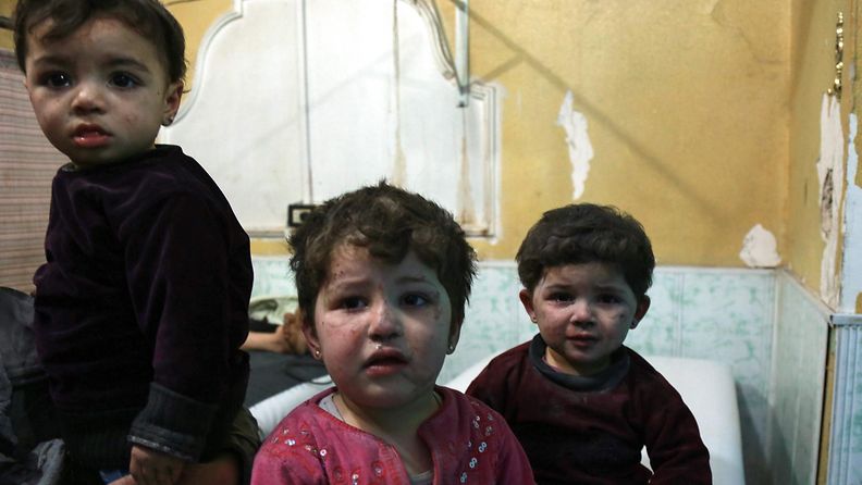 Lapsia Itä-Ghoutassa Syyriassa.