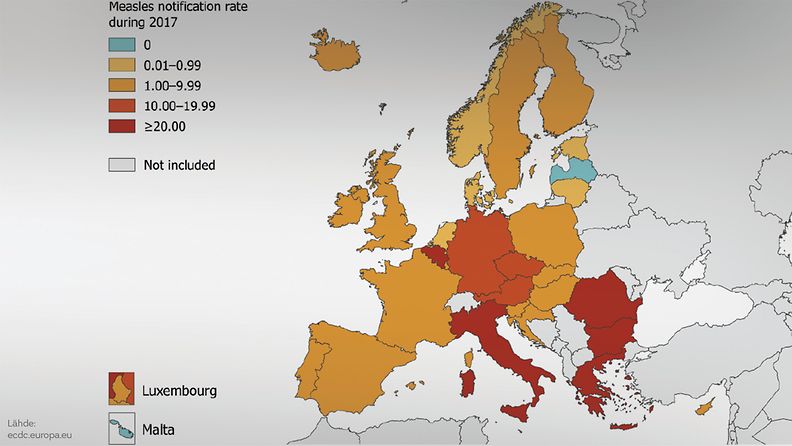 kartta eurooppa rokotukset 1