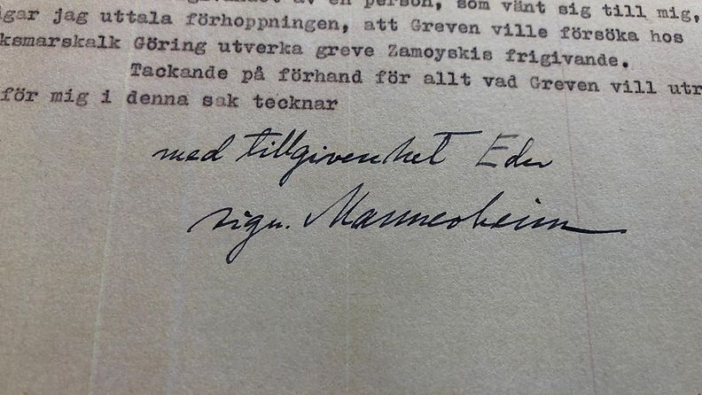 Mannerheim, Kansallisarkisto, allekirjoitus