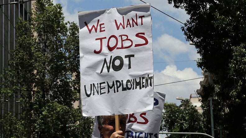 AOP Kreikka mielenosoitus työttömyys