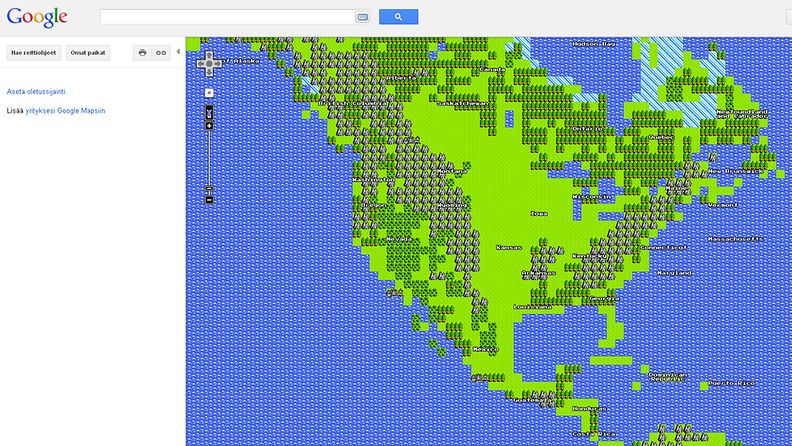 Google Mapsin Nintendo-versio. 