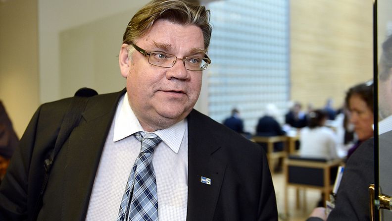 Perussuomalaisten puheenjohtaja ja ulkoasiainvaliokunnan puheenjohtaja Timo Soini eduskunnassa Helsingissä 14. toukokuuta 2013. 