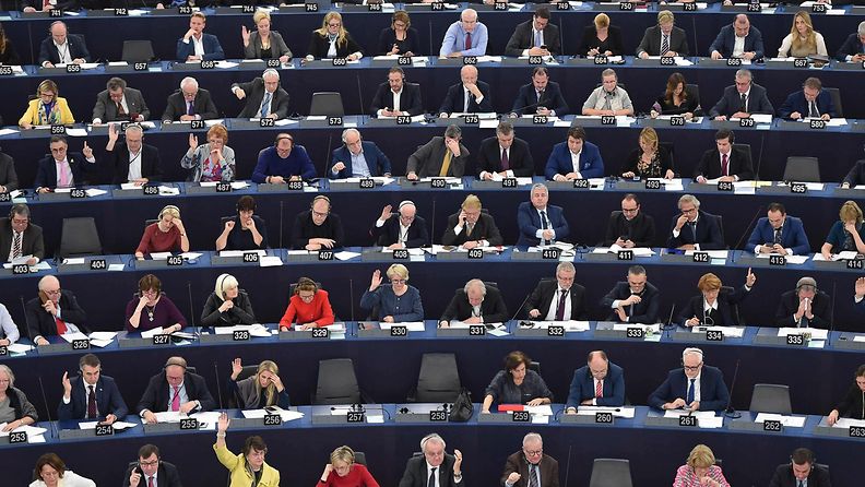 Euroopan parlamentin jäsenet osallistuivat äänestykseen joulukuussa 2018.