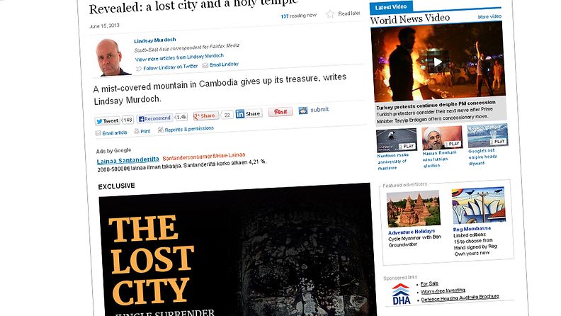 Ensimmäisenä kadonneesta kaupungista kertoi Sidney Morning Herald.