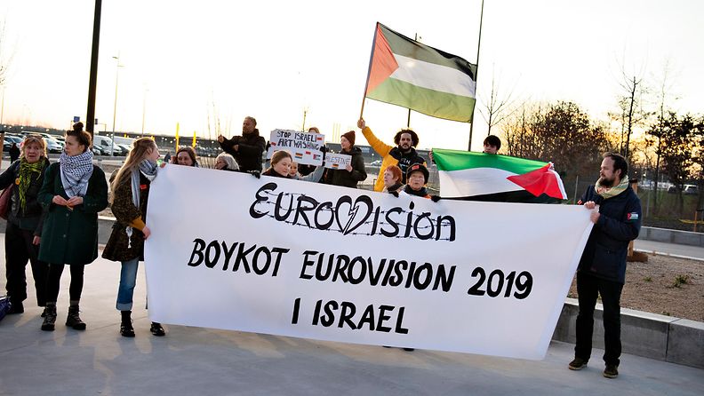 Euroviisut boikottiin -protesti Tanskan euroviisukarsinnan yhteydessä 2019