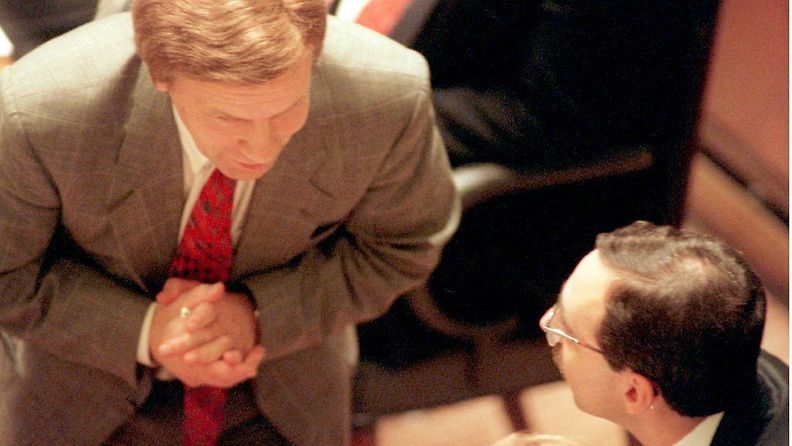 Pekkarinen ja Zyskowicz eduskunnassa 19.10.1995