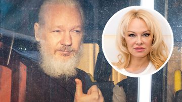 Julian Assange (2019) ja Pamela Anderson (2018)