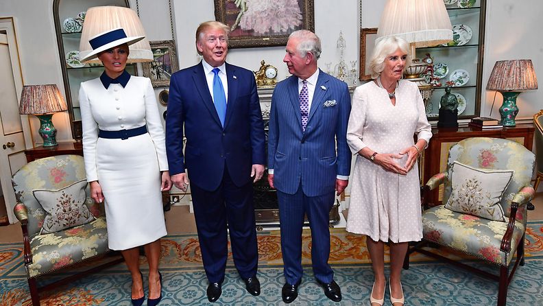 Donald Trump Britannia valtiovierailu 3.6.2019 Melania Trump, Donald Trump, prinssi Charles, herttuatar Camilla