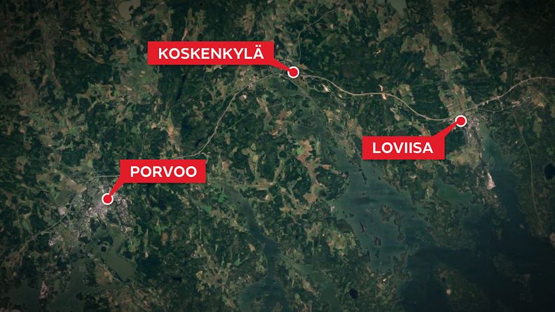 porvoo-koskenkylä-loviisa-kartta