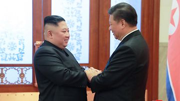 Kim Jong-un ja Xi Jinping tammikuu 2019 Kiinassa