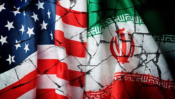Iran ja USA liput kuvituskuva